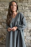 Arbi Gingham Artist Peasant Dress Black